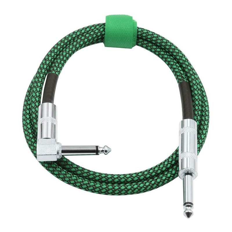 Braided 6.35mm Angle-to-Straight Electric Guitar Cable for Professional Audio Instruments