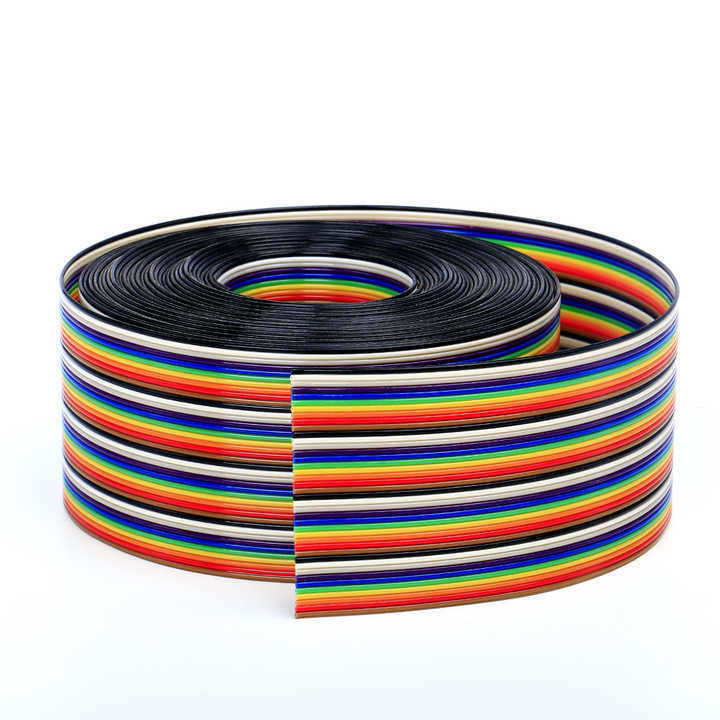UL2651 28AWG 1.27mm Pitch Rainbow Ribbon Harness Flat Cable for Industrial Applications