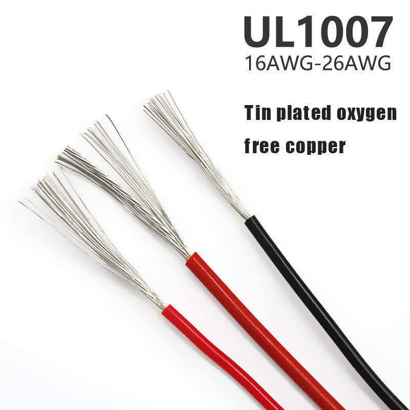 Heat-Resistant UL1007 PVC Insulated Wire 16-28 AWG Tinned Copper Cable with Wide Temperature Range