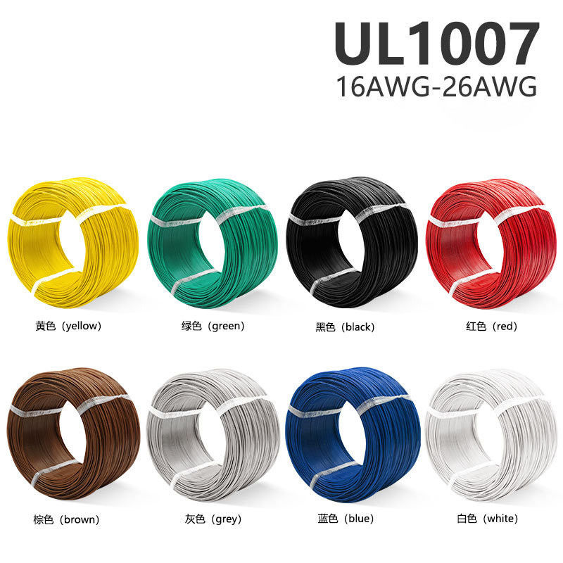 Heat-Resistant UL1007 PVC Insulated Wire 16-28 AWG Tinned Copper Cable with Wide Temperature Range