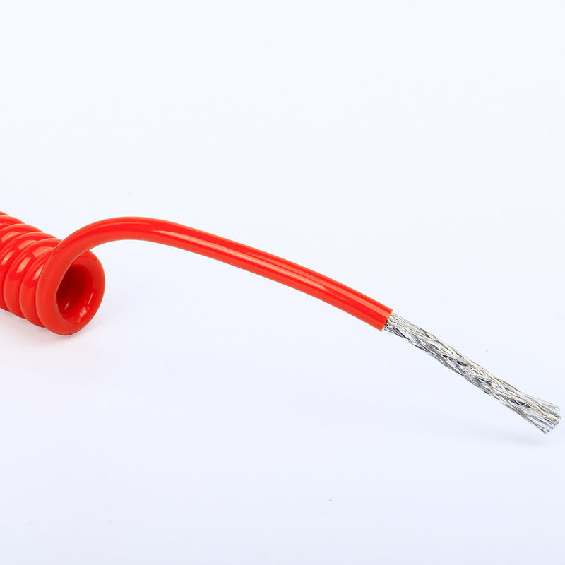US TPU/PUR/PU Spiral Spring Cable With Strong Elasticity Bare Copper Conductor