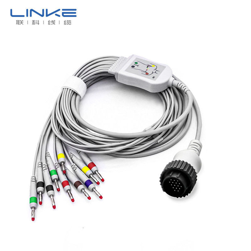 Multi Leads Tinned Copper ECG EKG Cable For Medical High Voltage Signal Monitoring