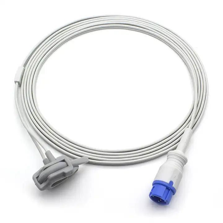 SpO2 Extension Adapter Cables TPU Insulated Reusable Medical equipment cables Medical equipment connection cable