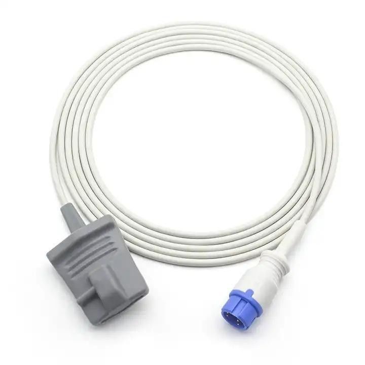 Reusable TPU Insulated SpO2 Extension Cable with 1.2m and 3m Lengths for Medical Equipment Connection