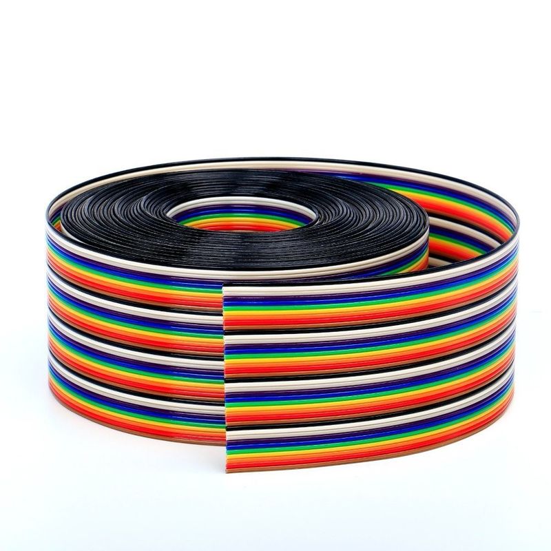 8/10/14/16/20/40/50 Pin Flat Ribbon Extension Data Cable with Red Edge and Customizable Insulation Materials