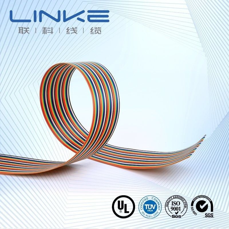 8/10/14/16/20/40/50 Pin Flat Ribbon Extension Data Cable with Red Edge and Customizable Insulation Materials