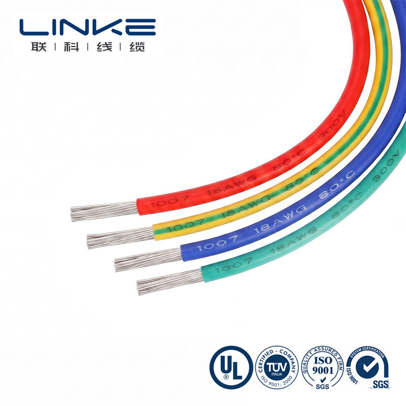 UL1007 Electronic Hook-Up Wire with Tinned Copper Conductor 300V Rated and Customizable PVC Sheath